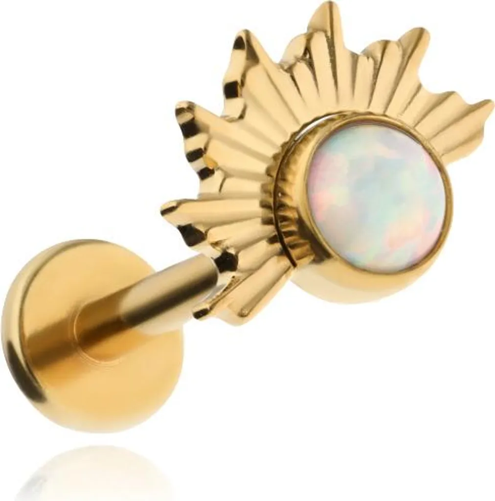 Labret en titane doré avec opale synthétique pour Helix Conch et Lobe