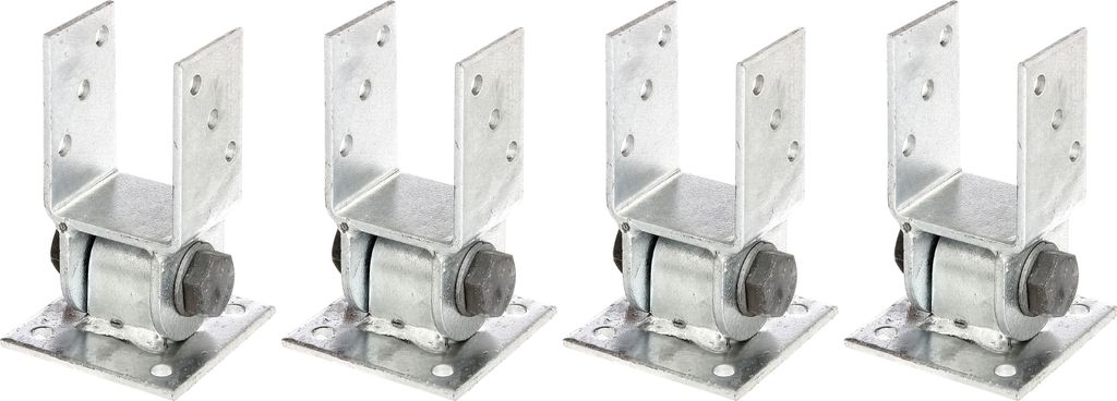 Alberts 4 x Pfostenträger, bewegliches Oberteil, zum Aufschrauben, 71 mm, feuerverzinkt
