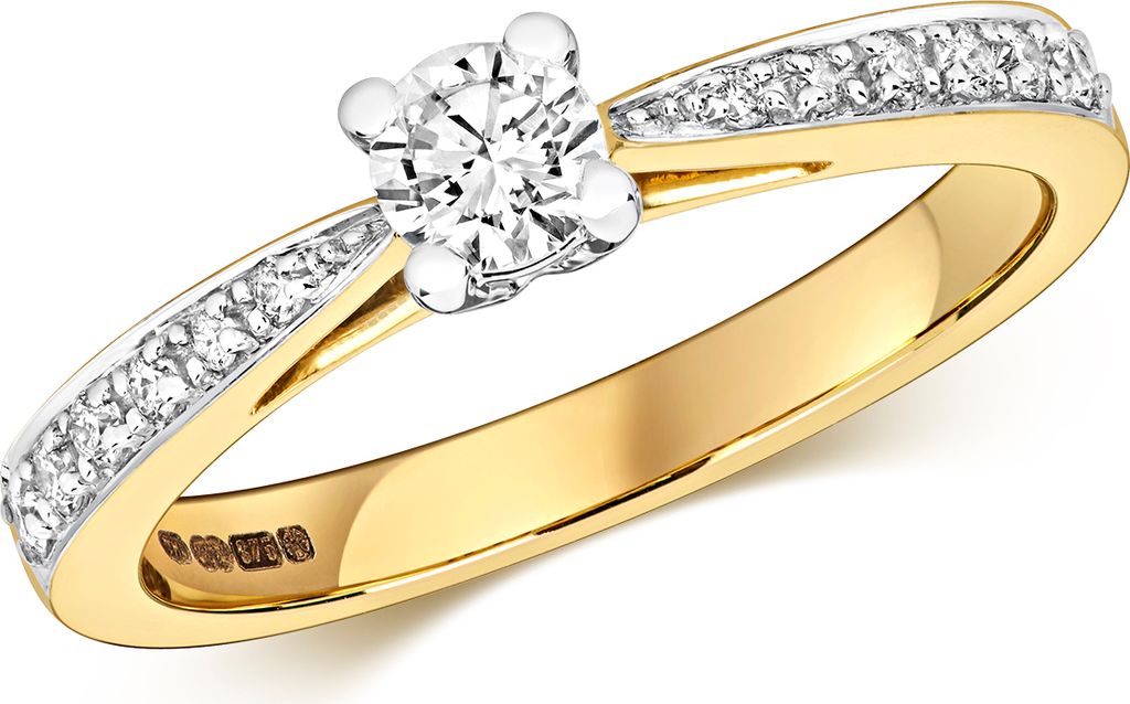 Funkelndes Feuer 9 Karat (375) Gold Damen - Diamant Solitärring Brillant-Schliff 0.37 Karat H - I1, 55 (17.5); TRS320719KYRSO