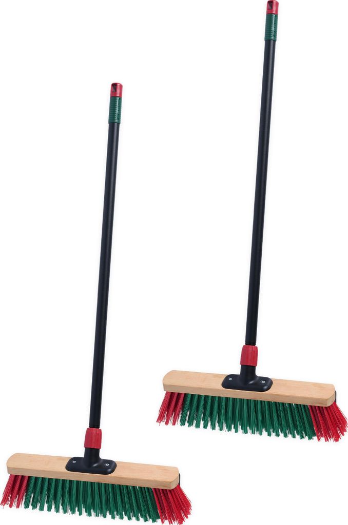 1.02 Straßenbesen mit Teleskop Stiel im 2er Set - Breite ca. 40 cm / Ausziehlänge von 79-143 cm - Besen (2 Stück)