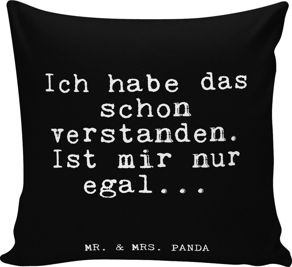 Mr. & Mrs. Panda kissen bedruckt Ich habe das schon... - Schwarz - Geschenk, Sohn, Kuschelkissen, Mama, für sofa, Partner, Lustige Sprüche, 40x40...
