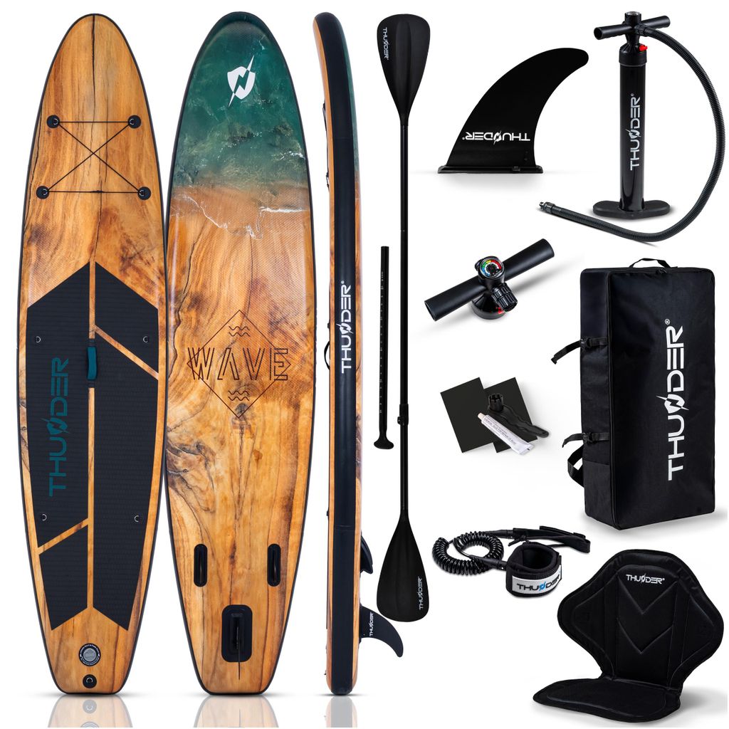 THUNDER Wood Stand Up Paddle Board 350x81x15 cm Braun Produktbild 