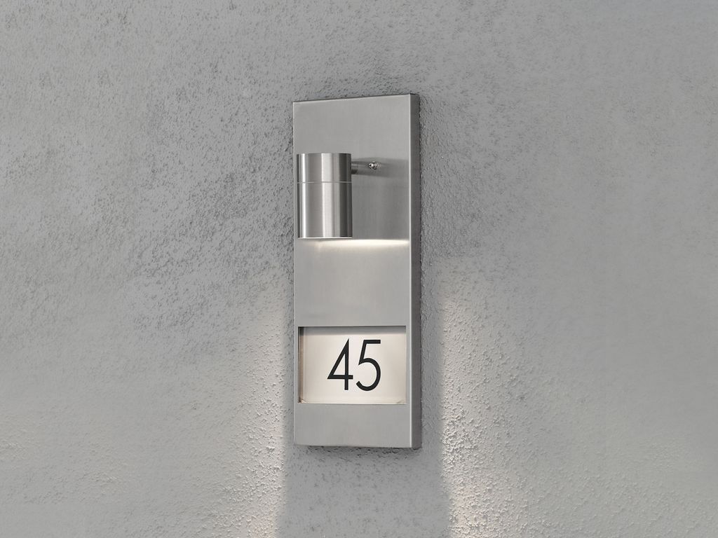 Konstsmide Modena Number Edelstahl, klares Glas, Reflektor Produktbild 