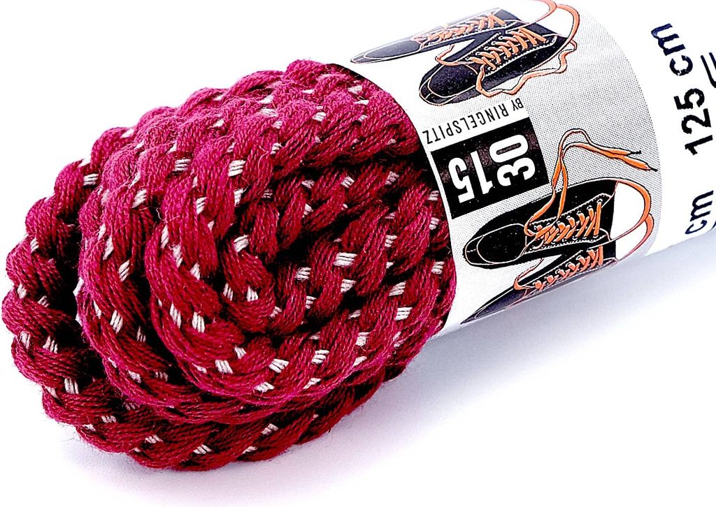 RINGELSPITZ - Runde Schnürsenkel aus Baumwolle - 125 cm, h'beige/bordeaux
