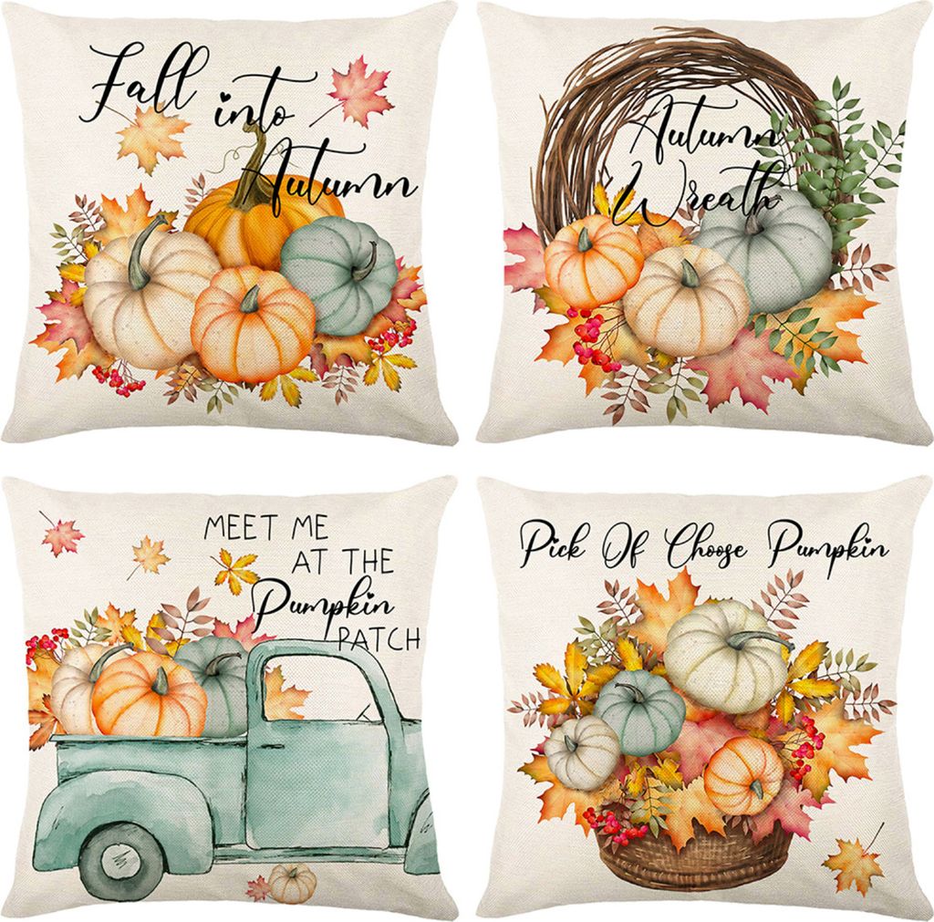 Kissenbezüge 45x45 cm Kissenhüllen 4er Set, Deko Kissenbezüge für Sofa Zimmer Zierkissenbezüge