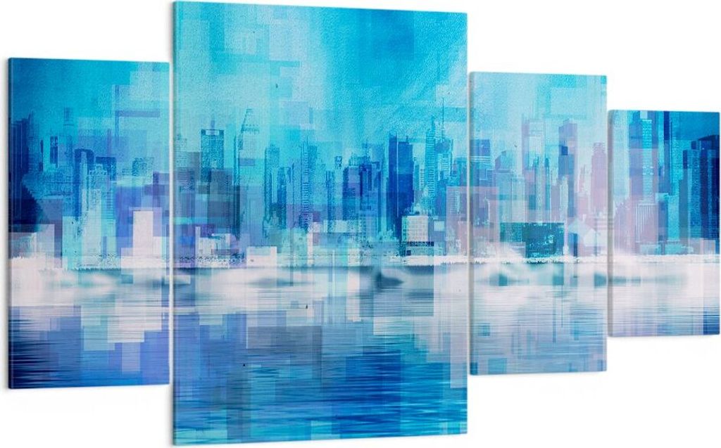 Bild auf Leinwand - Leinwandbild - Stadt Aussicht Wasser - 160x90cm - Wand Bild - Wanddeko - Leinwanddruck - Bilder - Kunstdruck - Wanddekoration -...