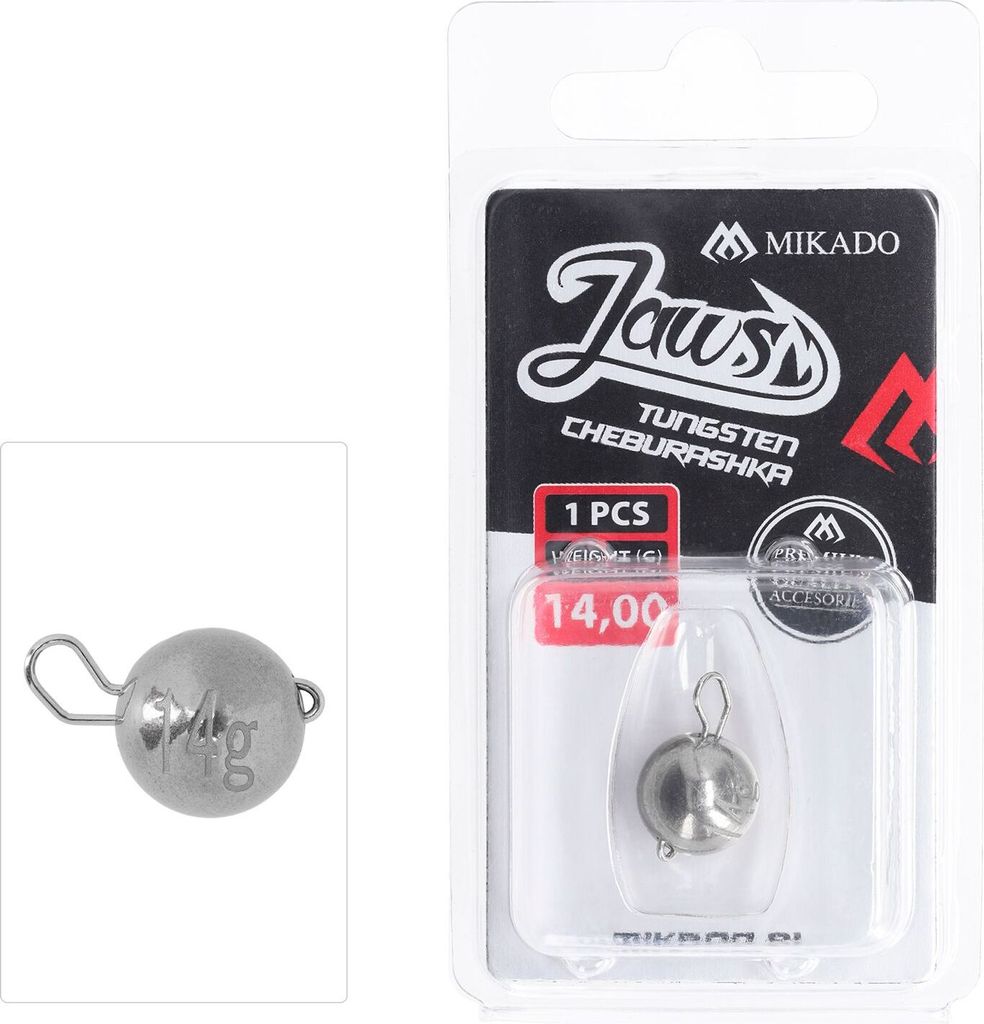 1x MIKADO JAWS CHEBURASHKA Tungsten Downshot Jigkopf Drop Shot Sinker 14g