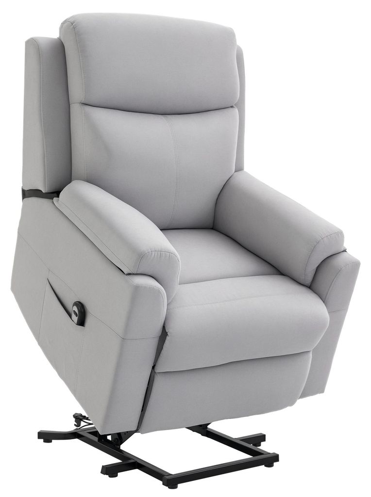 Fernsehsessel mit Aufstehhilfe Elektrisch Relaxsessel mit Liegefunktion – TV-Sessel mit Fernbedienung Seitentasche Taschenfederkern Leinenoptik H...