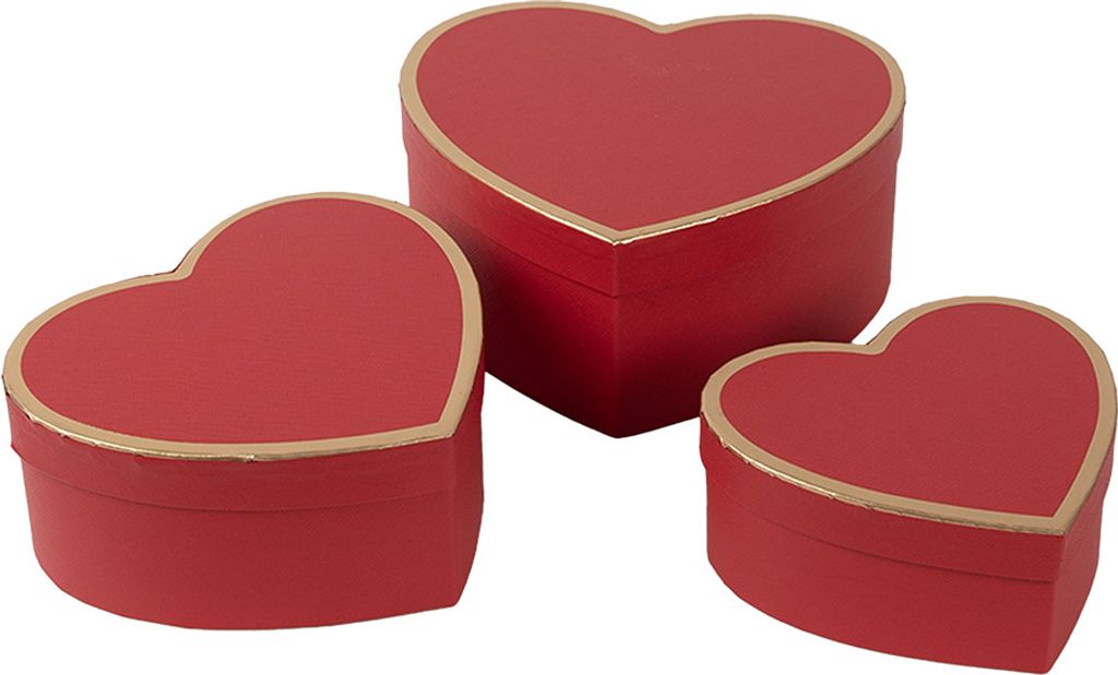 Clayre & Eef Aufbewahrungsbox 3er Set 21x20x9/18x17x7/15x14x6 cm Rot Karton