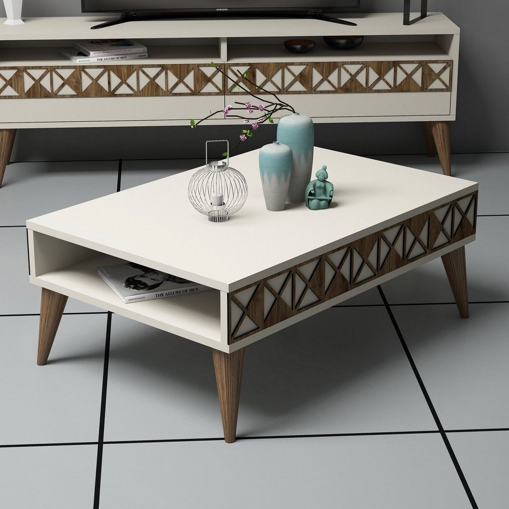 Skye Decor, Line - Cream, Couchtisch, Creme, 100 % MELAMINBESCHICHTETE SPANPLATTEN, 90 x 60 x 34,6 cm