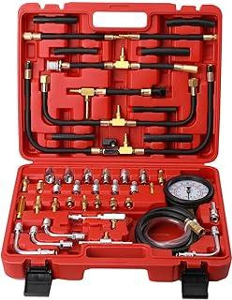 Kraftstoffdruckmesser Benzindruck Tester Benzindruckprüfer Druckprüfer Einspritzanlage Kraftstoffdruck Messgerät Manometer Set mit Adapter und 0...