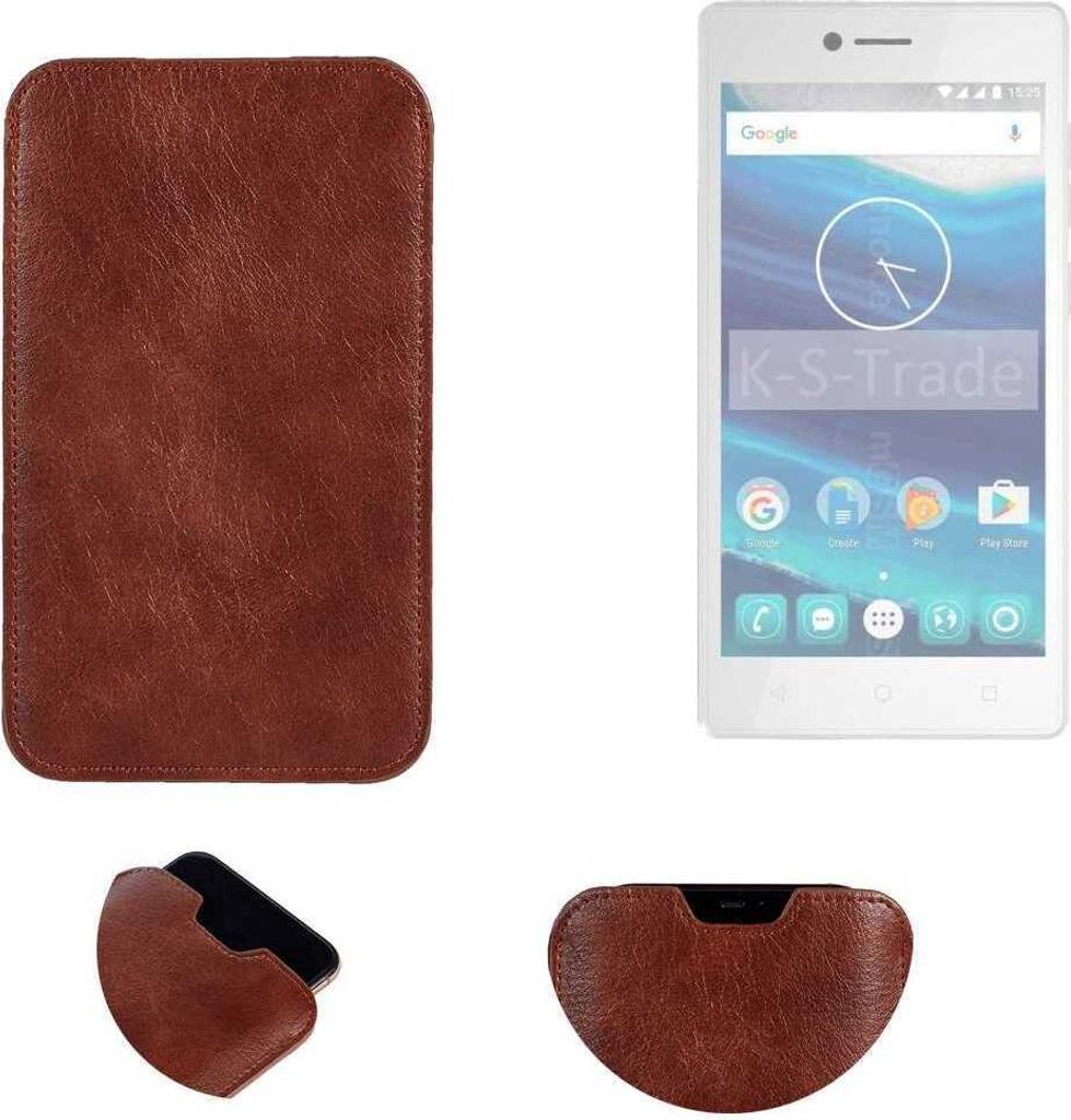 K-S-Trade Schutzhülle Handyhülle kompatibel mit Qilive Q7 5 Handytasche Kunstleder Sleeve in braun