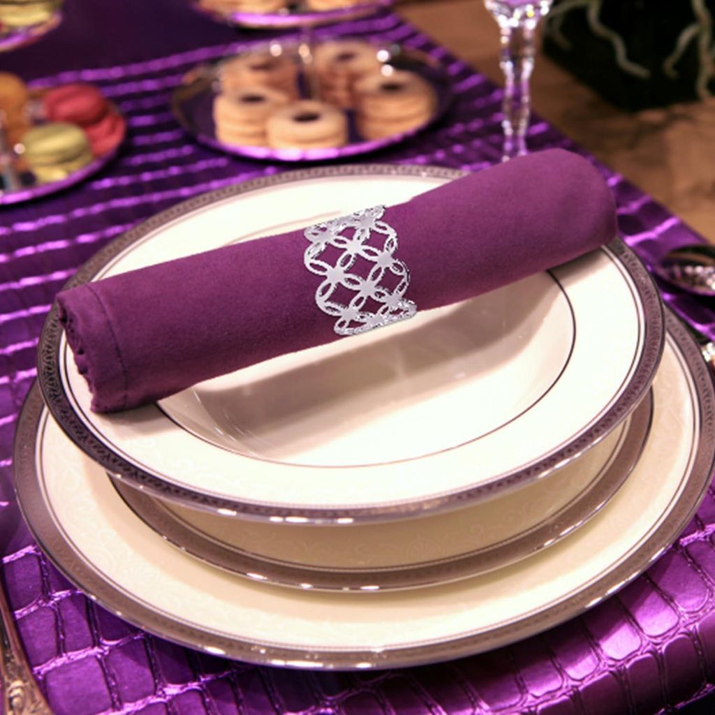 Metallene Serviettenringe Set - Tischdekoration - 12 Stück - Silber - Hohes Design