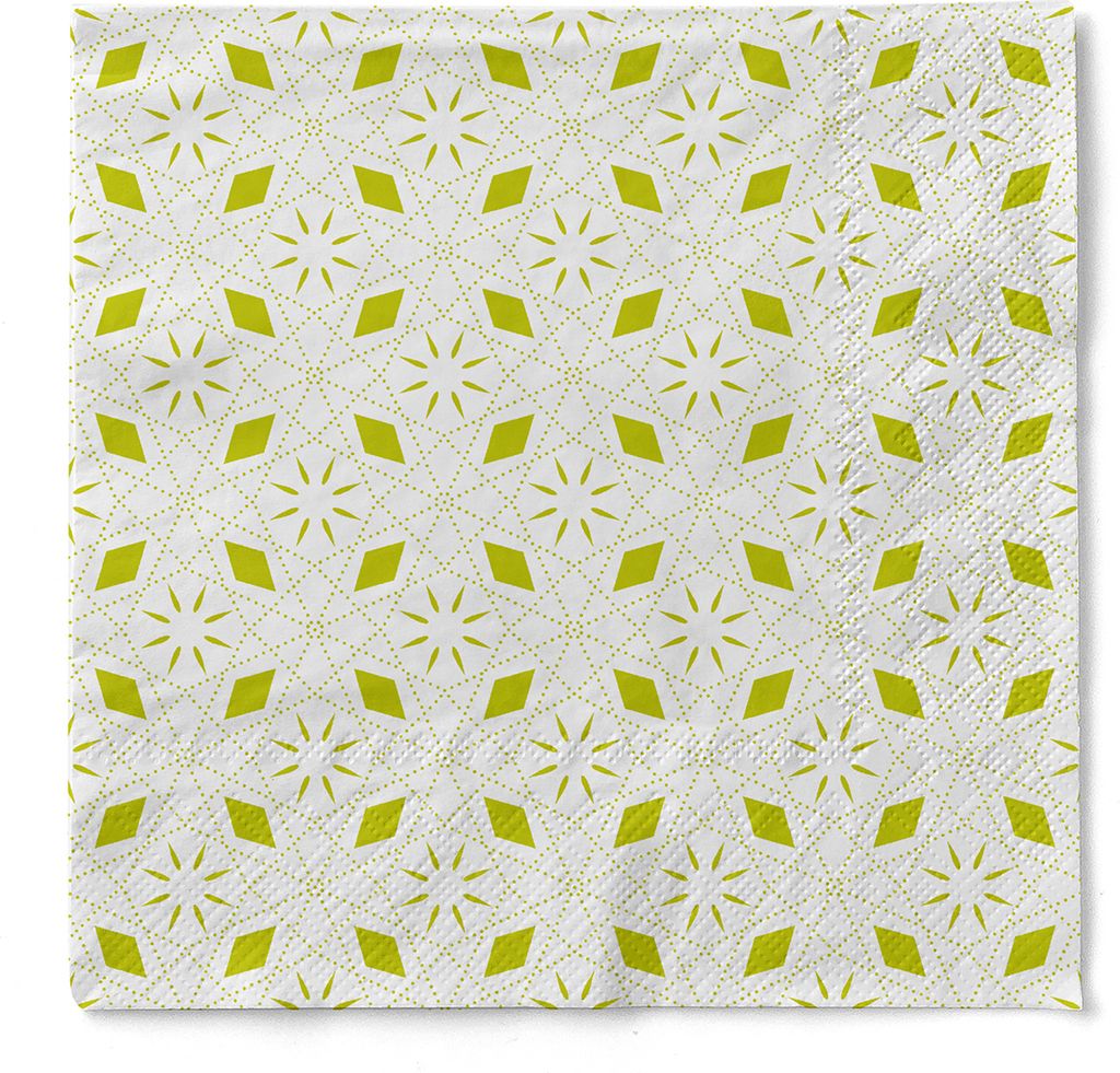 Tissue Serviette Mia in ApfelGrün, 3-lagig, 40 x 40 cm, 100 Stück - Mank - Ornamente Rauten