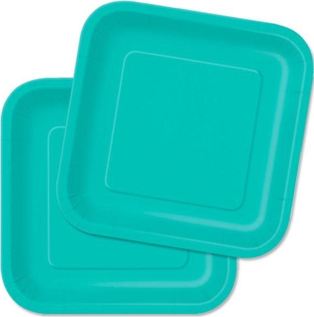 16 kleine quadratische Teller Karibik Blau