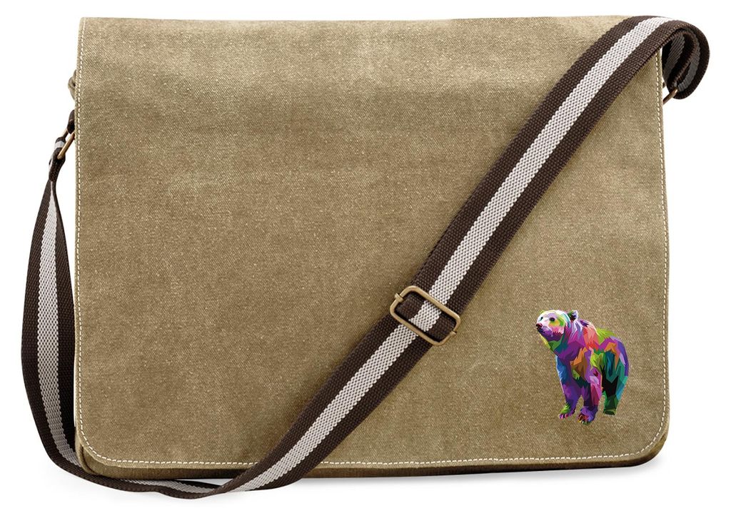 Huuraa Umhängetasche Bär Colorful 14 Liter Sahara Canvas Laptoptasche Geschenkidee