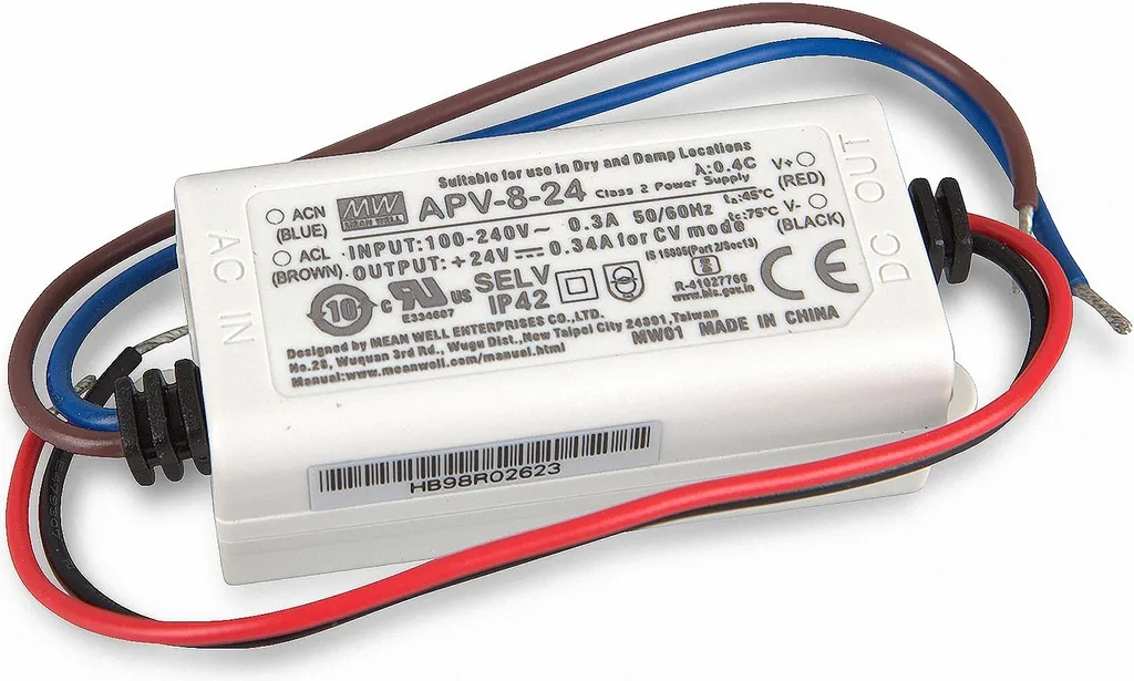 Alimentation 24V étanche IP42 Mean Well APV-8-24 pour mini réglette