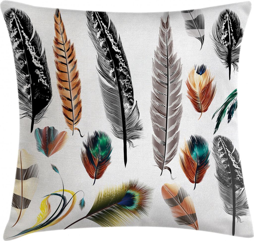 ABAKUHAUS Boho Kissenbezug, Vogelfeder Retro Vibrant, Waschbar mit Reißverschluss Kissenhülle mit Farbfesten Klaren Farben Beidseitiger Druck, 40...