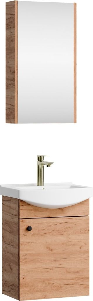 Planetmöbel Badmöbel-Set mit Spiegelschrank 45cm Gold Eiche