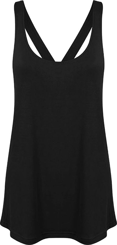 Skinni Fit Damen Fashion Workout Tank Top RW5491 (2XL) (Schwarz)