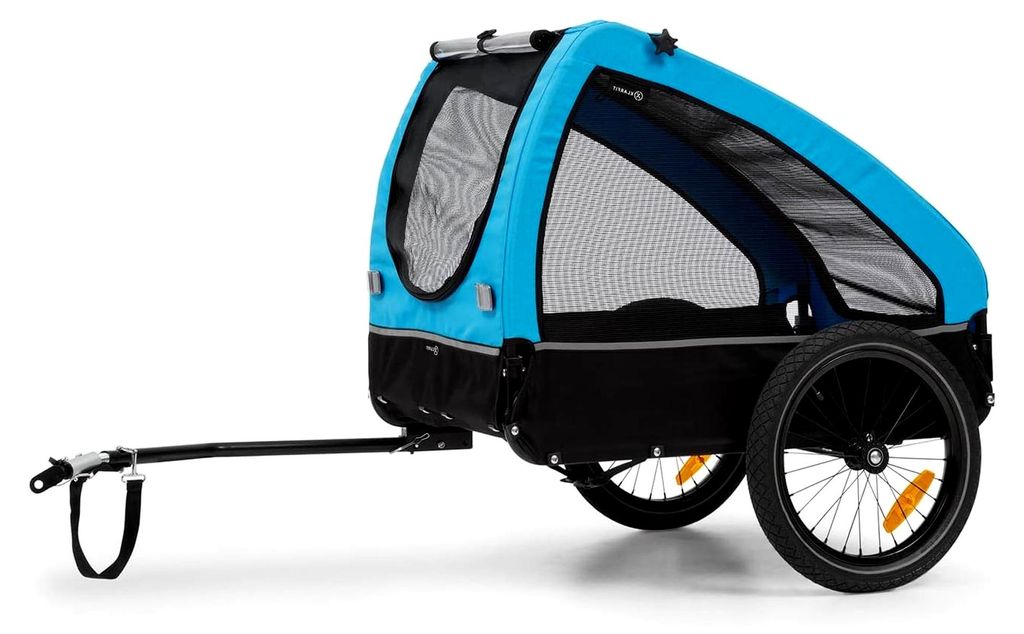 Husky City Fahrradanhänger für Hunde, Hundefahrradanhänger mit Reflektoren und Leine, Hundebuggy, gefederter Hundeanhänger für das Fahrrad