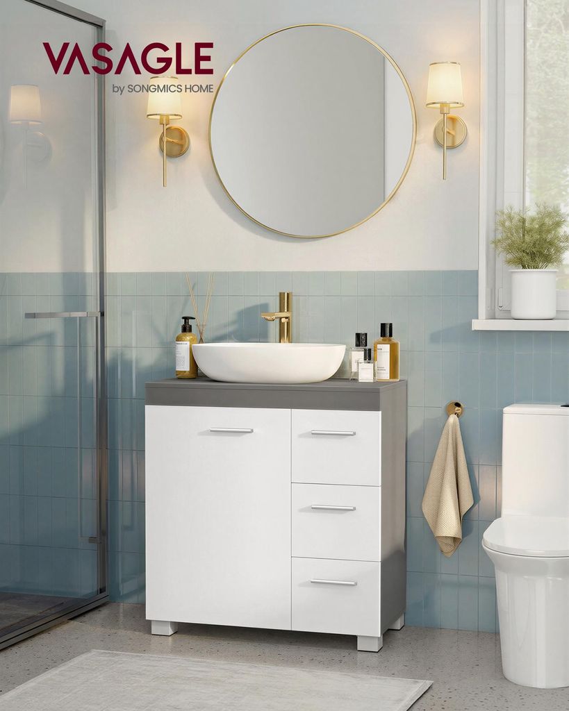 VASAGLE Waschbeckenunterschrank, Badezimmerschrank, 3 große Produktbild 