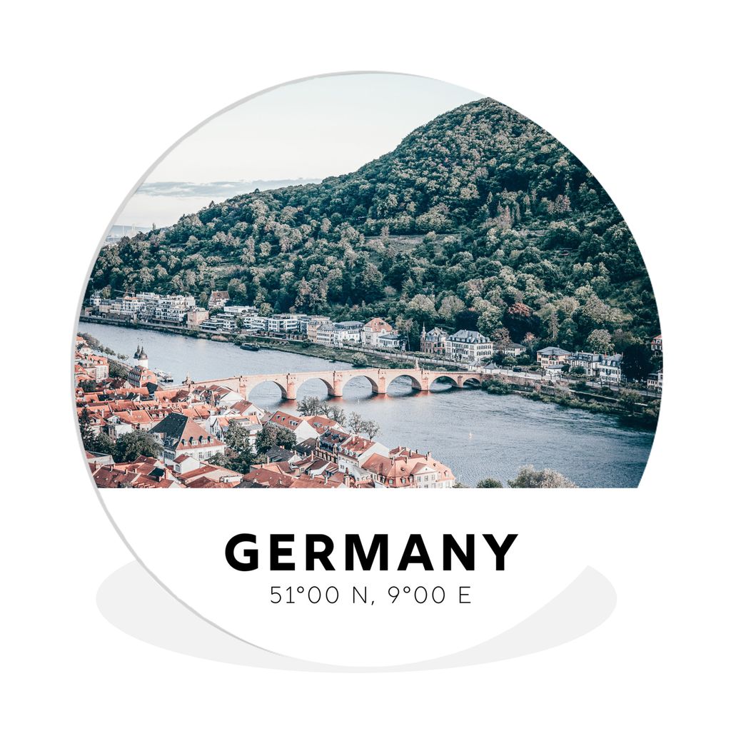 MuchoWow Rundes Wandbild - Runde Bilder Deutschland - Heidelberg - Sommer Ø 90 cm Kreis Wanddekoration Kunststoff - Wandkreis - Wandschmuck - Wa...