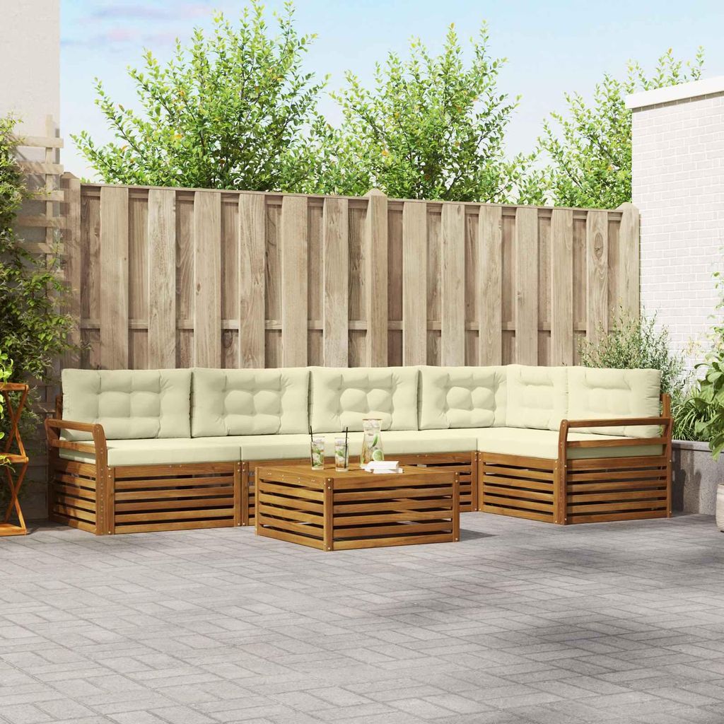 "Summerschlussverkauf"Outdoor-Sofagarnitur - CLORIS - Balkonmöbe/Sitzgruppe - mit Kissen 6 pcs - Moderne Design - Natur und Creme - Gartensofas DE...