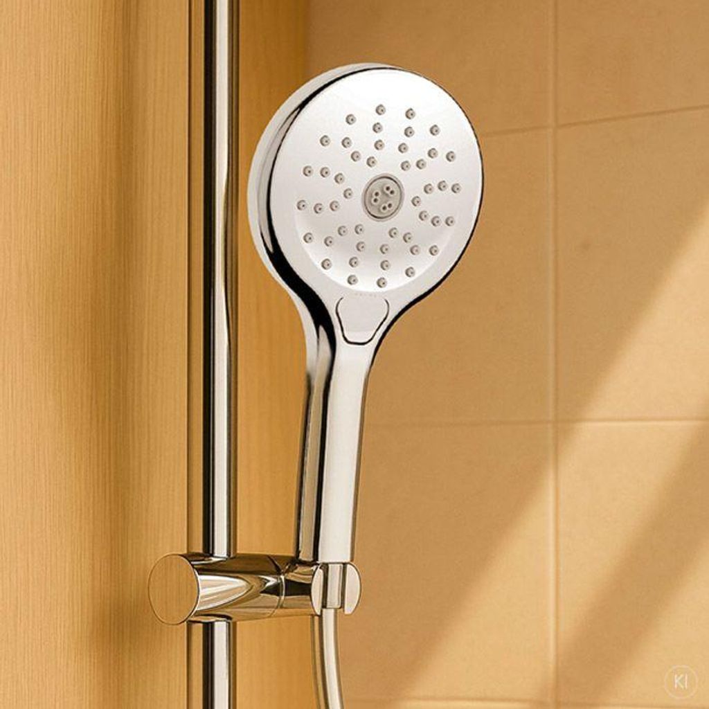 AquaCraft Handbrause 3 Strahlarten 120 mm I Duschbrause wassersparend chrom I I Brausekopf mit Massagefunktion und Swirl Spray I Duschkopf Regendus...