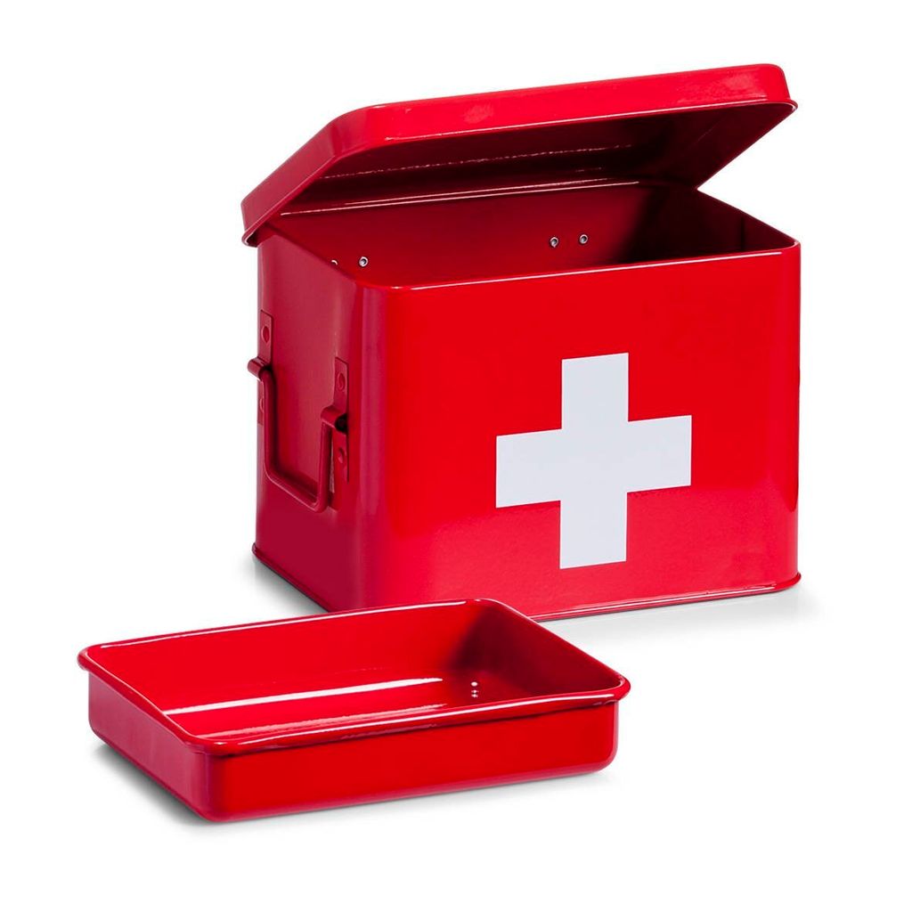 Boîte à médicaments Zeller, métal, 21,5x16x16 cm, rouge Image du produit 