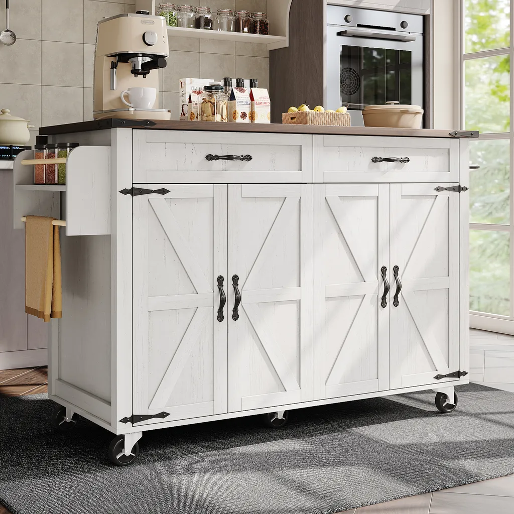 Gagnez de l'Espace avec cet Îlot de Cuisine Extensible 140cm Blanc