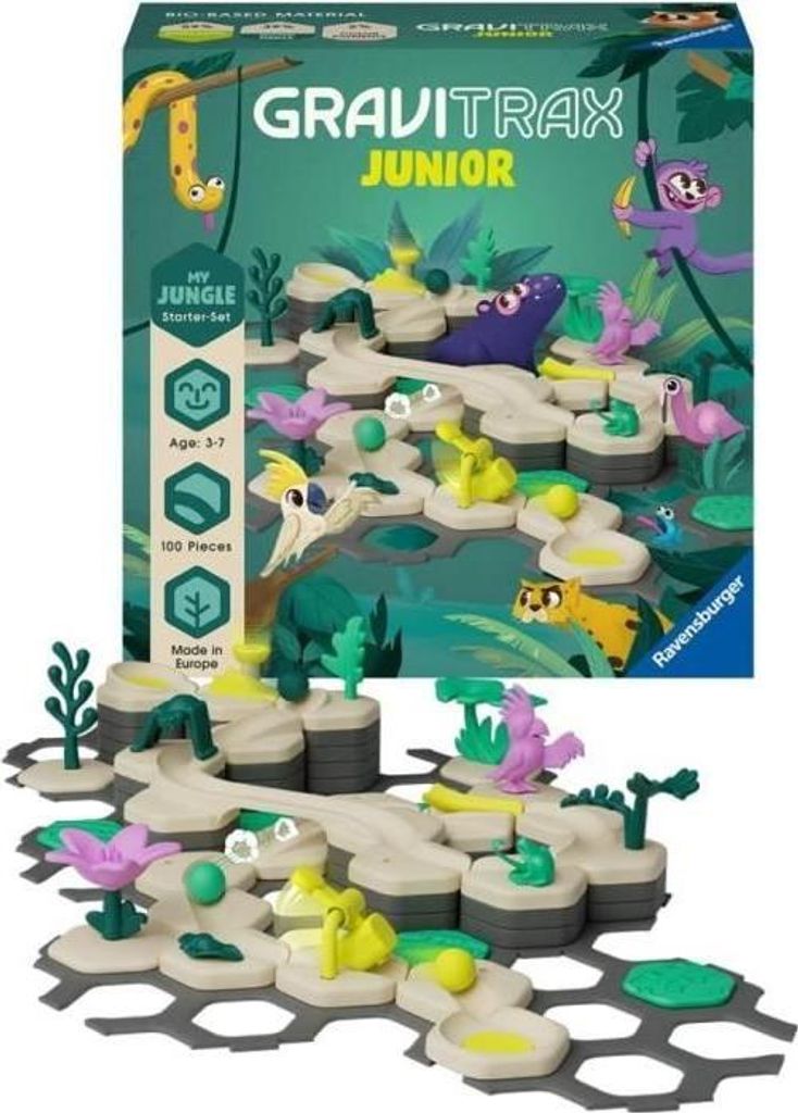 Gravitrax Junior Starter Set My Jungle, 97 Teile, Kugelbahn, Kreatives Bauspiel, Ravensburger, Ab 3 Jahren