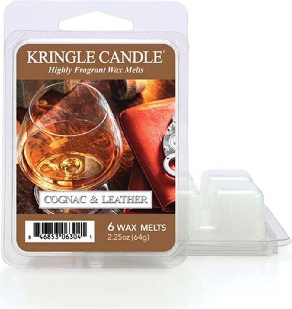 Kringle Candle Duftkerze Wachsmelts 6 Stück Cognac & Leather