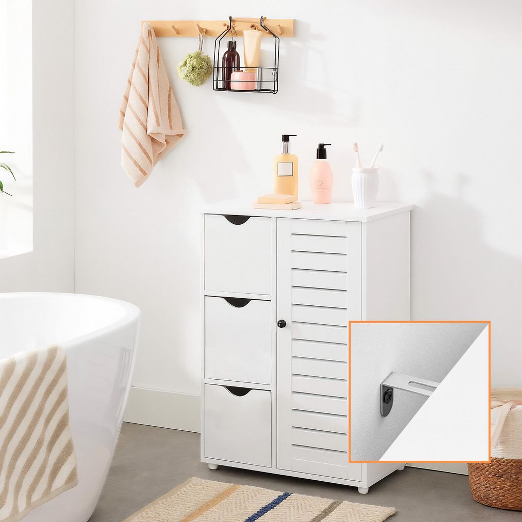 Relaxdays Badezimmerschrank Mit 4 Schubladen – 82 X 30 X 30 Cm, MDF, Schmal, Grau – Als Beistellschrank Für Bad, Flur Oder Küche, Landhausstil Mit Eleganten Füßen Relaxdays Badschrank Grau