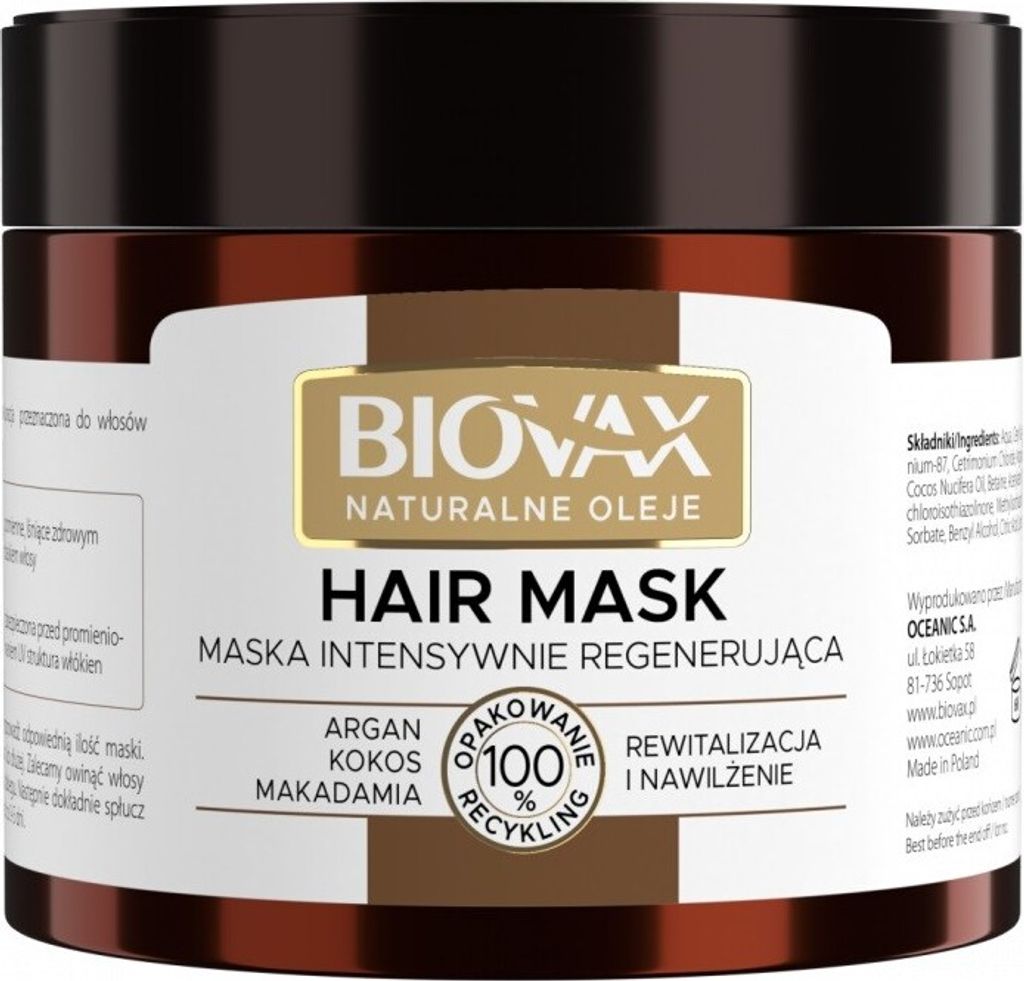 Biovax Intensiv Regenerierende Haarmaske mit Argan, Macadamia & Kokosöl - 250ml