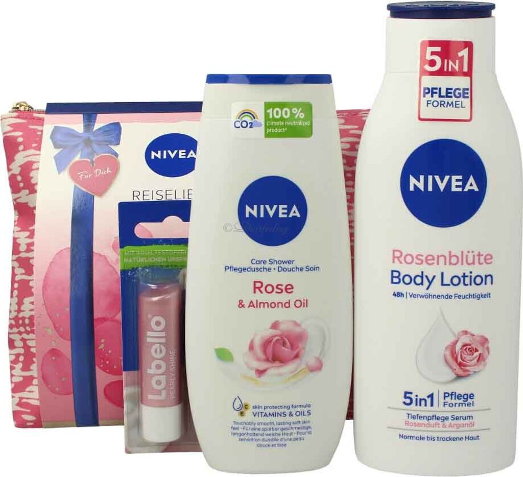 Nivea Geschenkset Reiseliebe 1 Set = je 1 x Dusche /Bodylotion /Labello /Tasche