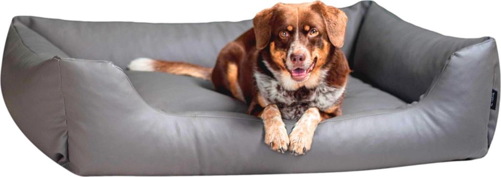 4L Textil MARIO Hundebett Kunstleder grau Hundebett grosse Produktbild 