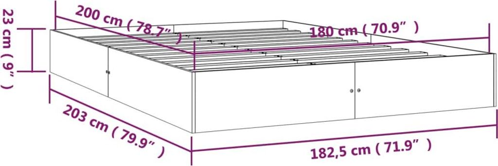 vidaXL Letto in legno massiccio bianco 180x200 cm Immagine del prodotto 