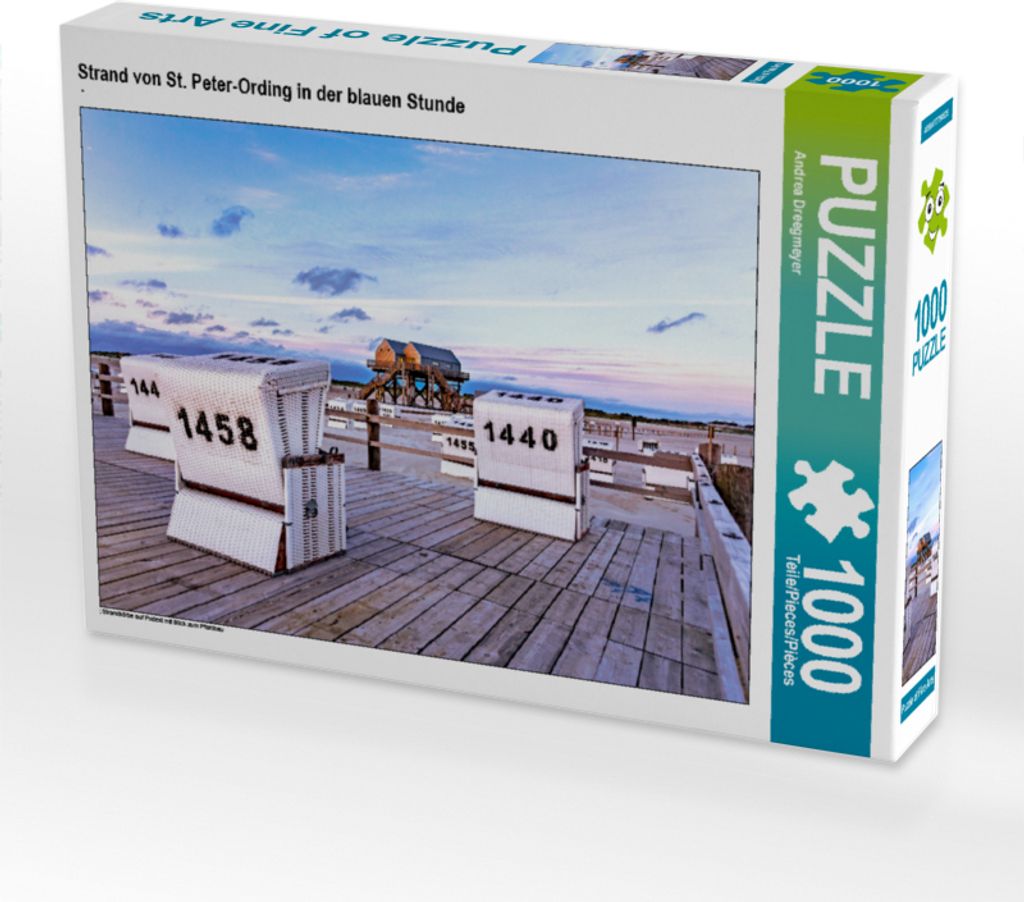 CALVENDO Puzzle Strand von St. Peter-Ording in der blauen Stunde | 1000 Teile Lege-Größe 64x48cm Foto-Puzzle für glückliche Stunden