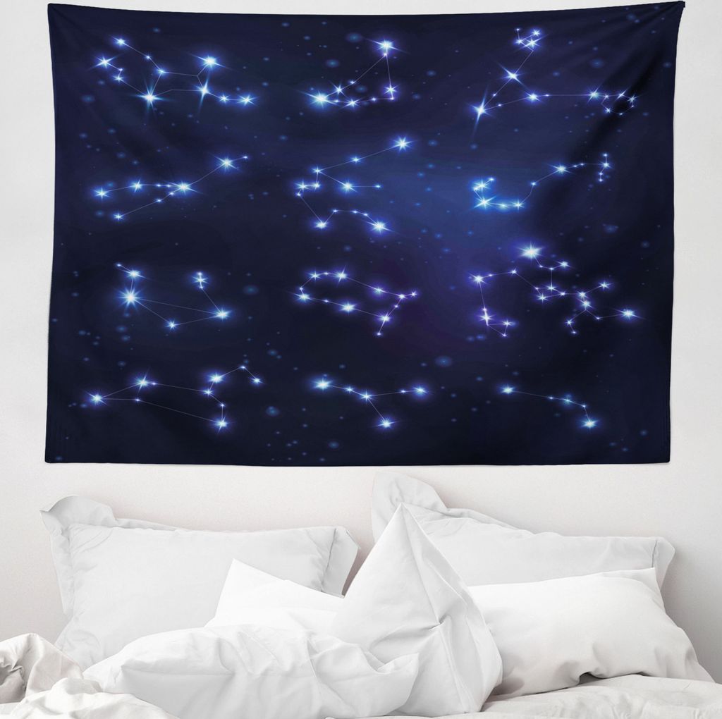 ABAKUHAUS Konstellation Wandteppich, Galaxy und Schilder aus Weiches Mikrofaser Stoff Waschbar ohne Verblassen Digitaldruck, 150 x 110 cm, Blassbla...