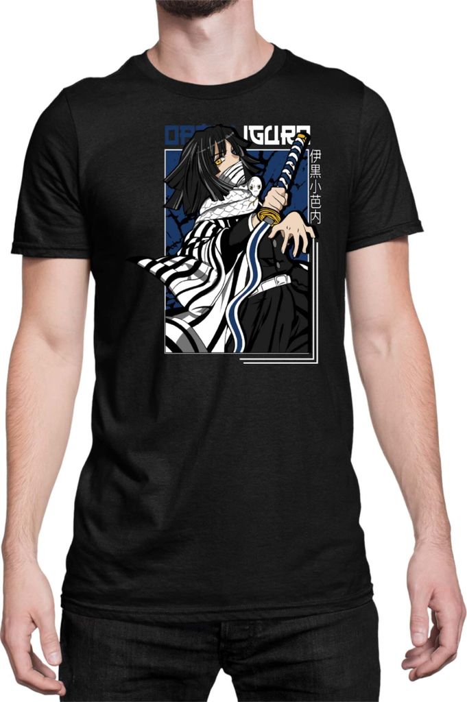 Herren T-Shirt Demon Anime Slayer Kimetsu No Yaiba Tomioka Giyuu 001, Man XL / Schwarz