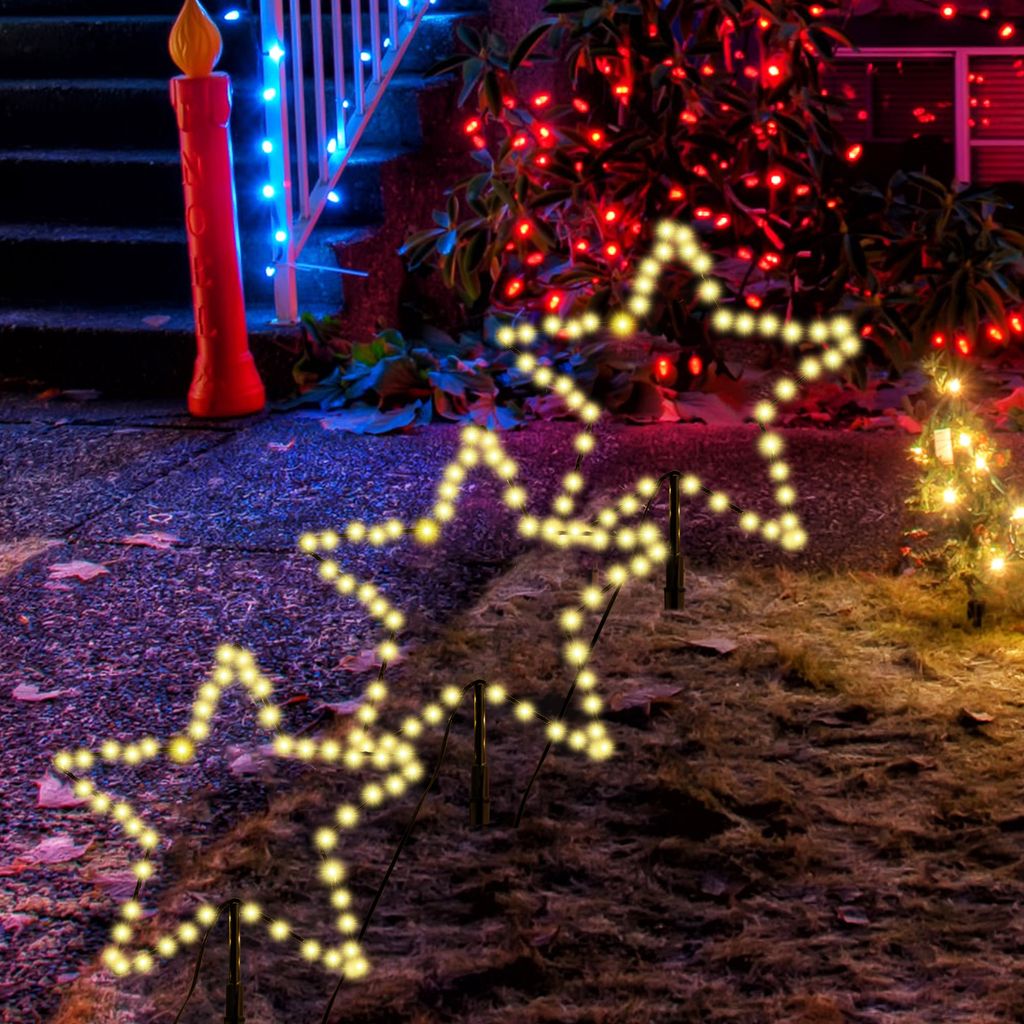 Salcar 3 Stück Sterne LED Gartenstecker Weihnachten Produktbild 