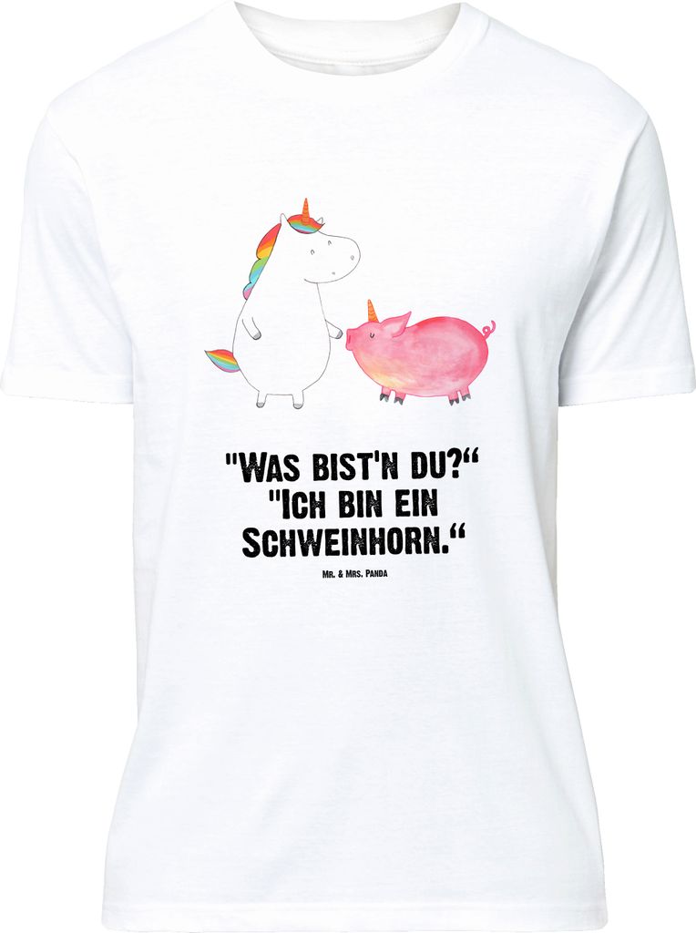 Mr. & Mrs. Panda Größe M T-Shirt Einhorn Schwein - Weiß - Geschenk, mit Spruch, Freundin, Herren, Unicorn, Shirt, Einhörner, Tshirt, Schweinchen
