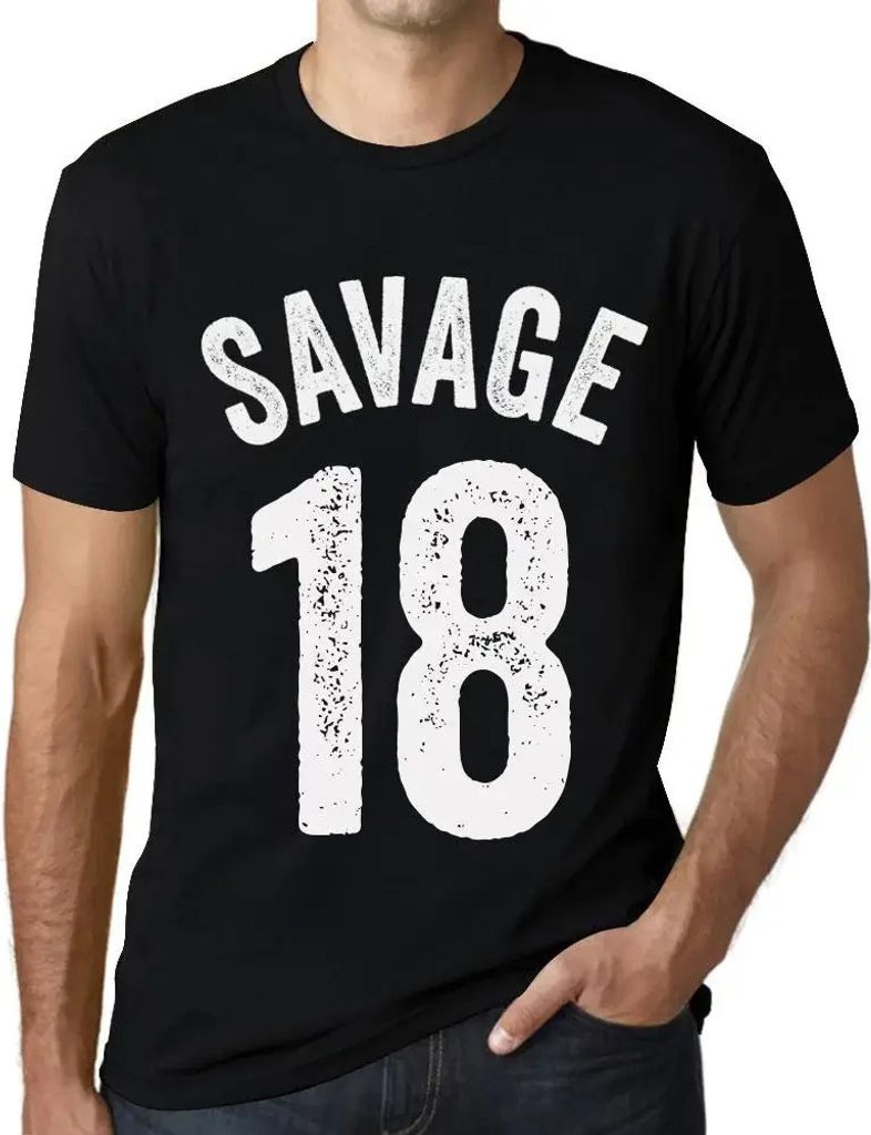Herren Grafik T-Shirt Savage 18 Geschenk 18. Geburtstag Jahrestag 18 Jahre Jubiläum 18 Jährige Mann Jahrgang 2006 Kurzarm Lustige Druck