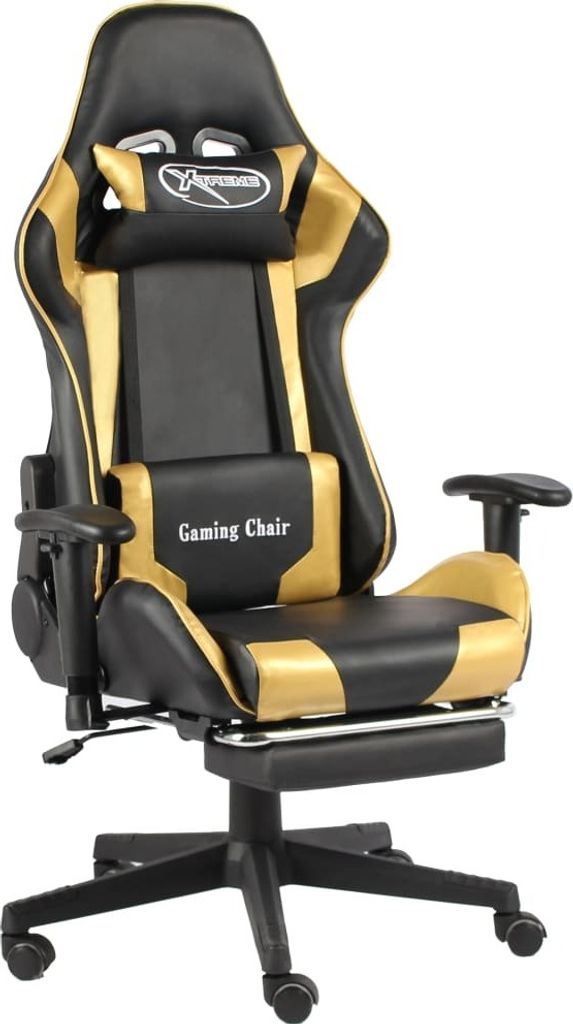 2024 Moderne Bürostühle Gaming-Stuhl mit Fußstütze Drehbar Golden PVC 138722