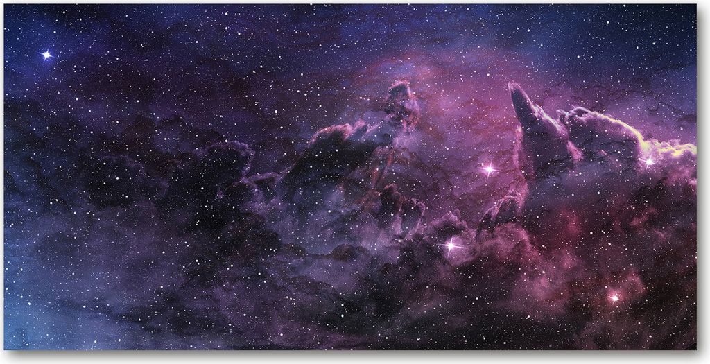 Tulup Leinwandbild - 140x70 cm - Wandkunst - Drucke auf Leinwand - Leinwanddruck - Weltall & Science-Fiction - Lila - Nebel