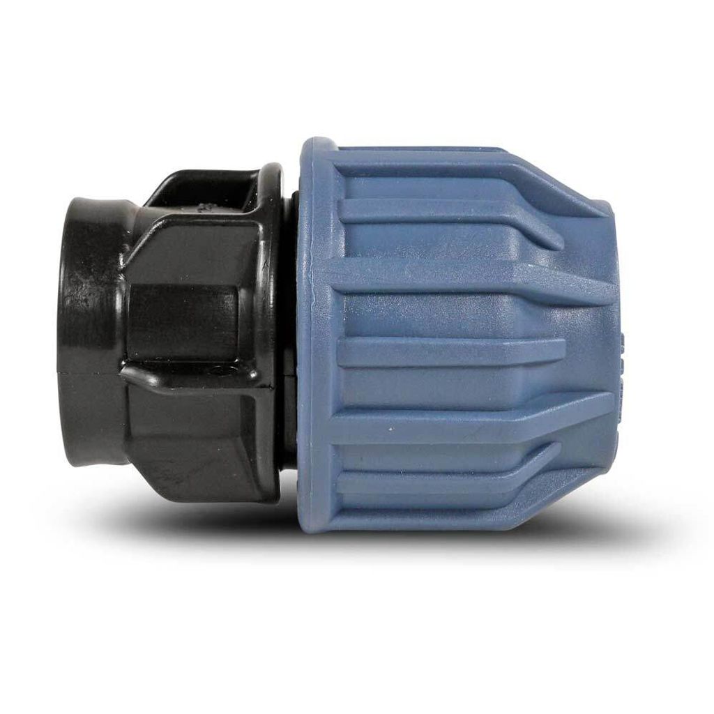 Jason Kupplung PP 32 mm x 1/2 Klemm x Innengewinde 16bar Schwarz/Blau DVGW/KIWA/WRAS/SVGW