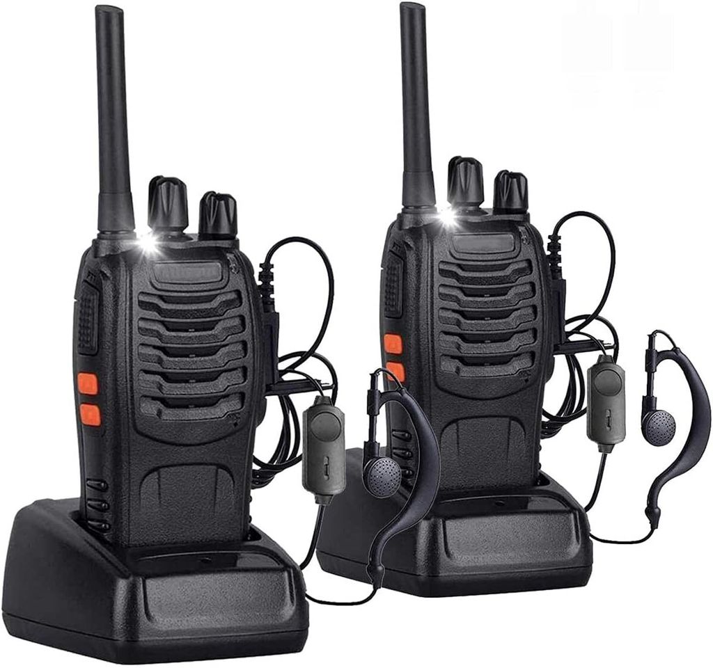 Zwei-Wege-Radio Walkie Talkie 16 Kanäle Wiederaufladbares PMR 446 Long Range Walkie Talkie mit Original 2 Stück für Kopfhörer Unterstützt VOX ...