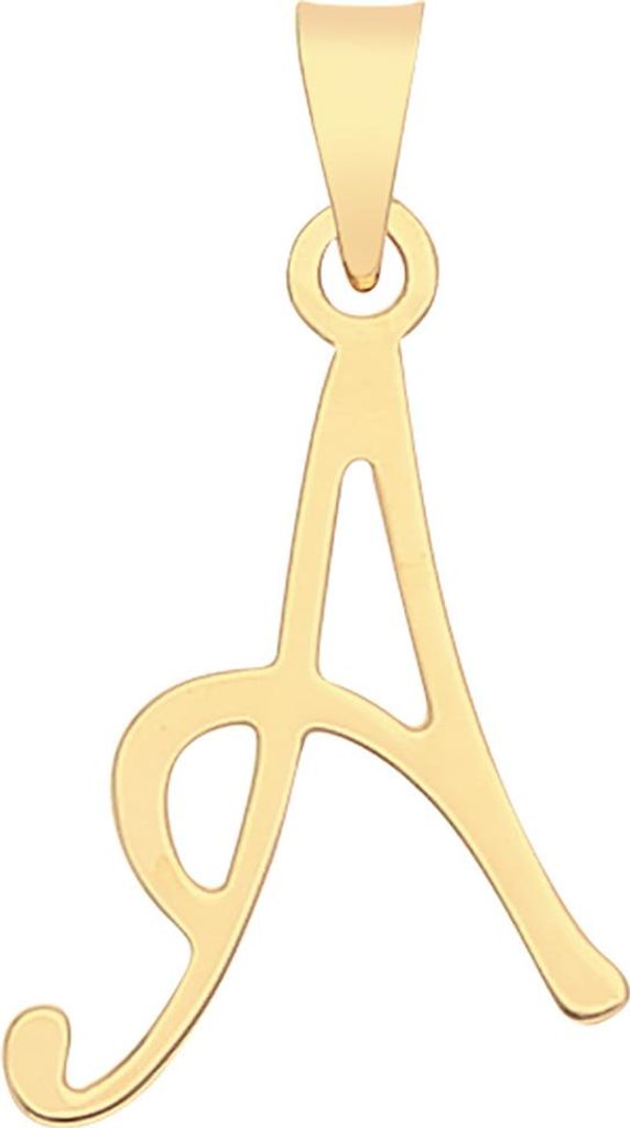 Eleganter 9 Karat (375) Gold Buchstaben / Initiale Damen - Anhänger - 24mm*10mm; TRS35333LTA