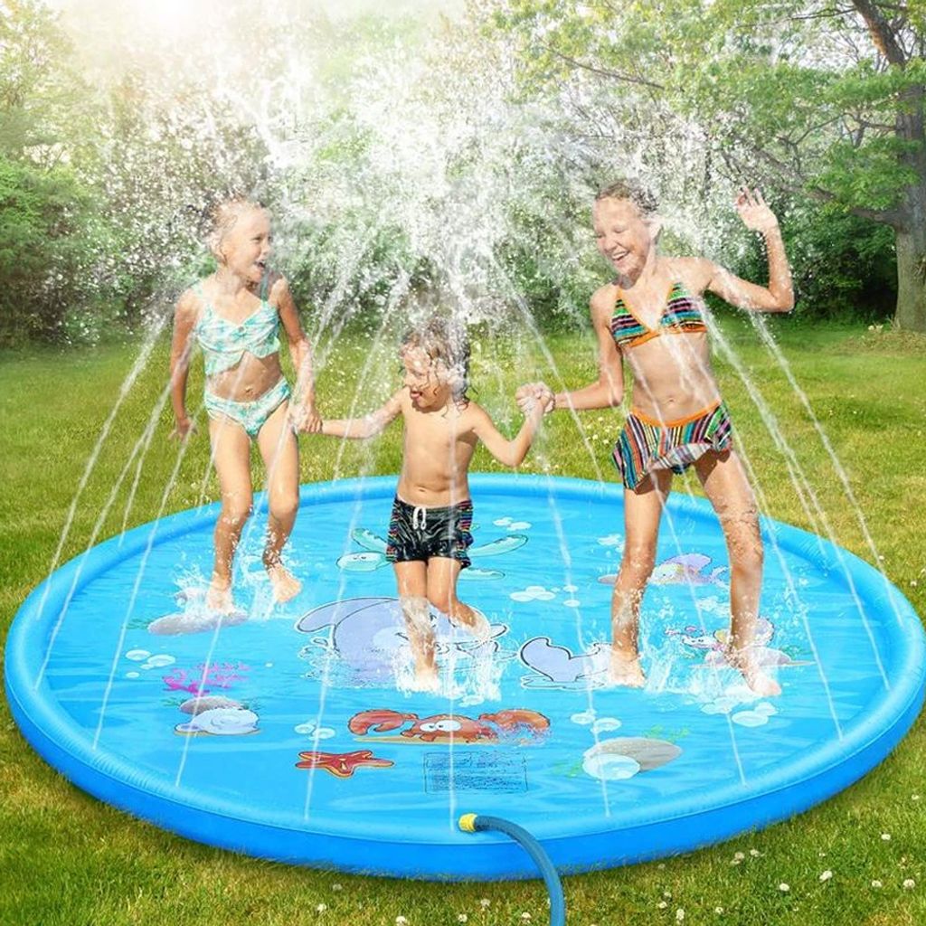 Outdoor Splash Pad Sommer Garten Wasserspielzeug Sprinkler Matte Wasser Spielmatte für kinder& Hunde 170cm Rutschfeste Sprinkler Play Matte 